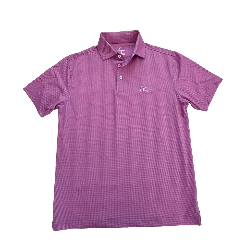 Rhoback Men's Purple Houndstooth Polo Golf Performance Shirt S EUC